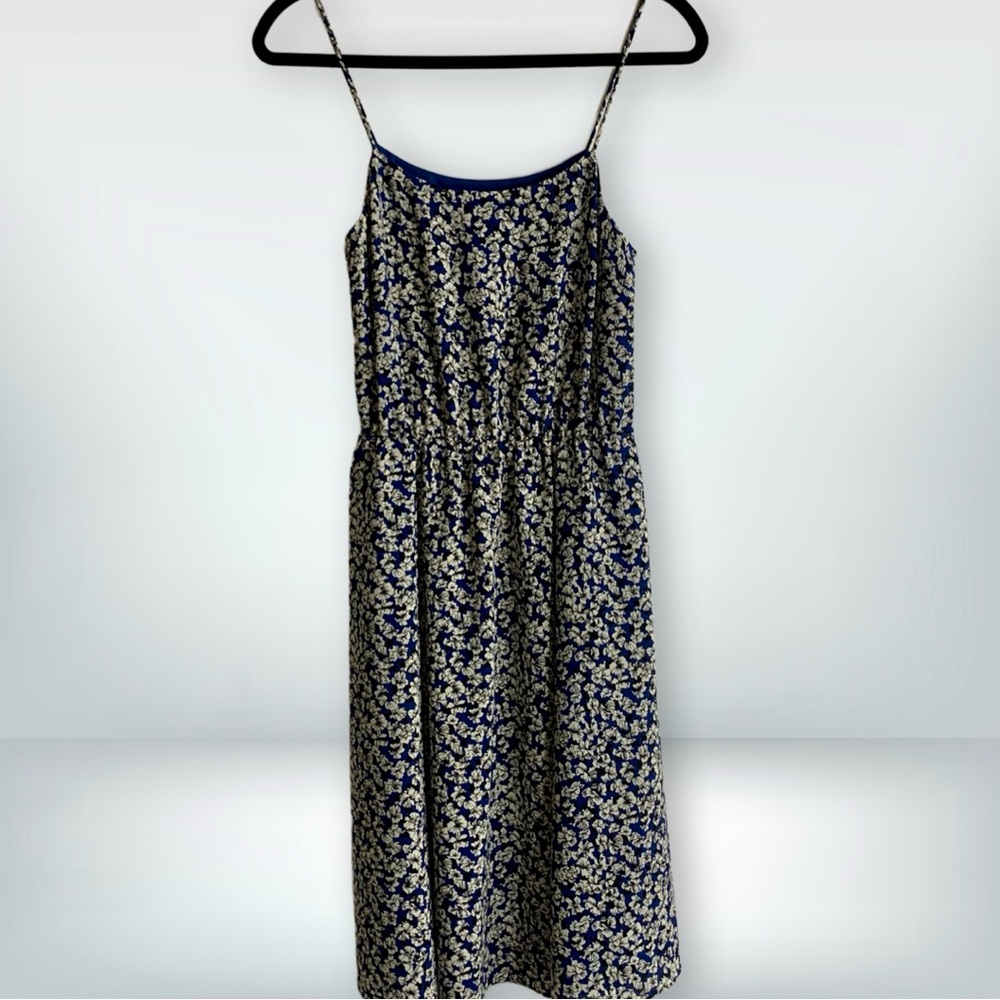 J. Crew Navy Floral Spaghetti Strap Swing Dress, size 0 - Picture 2 of 13